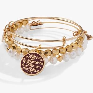 𝐀𝐋𝐄𝐗 + 𝐀𝐍𝐈 | NWT CHARM BANGLES “MOST WONDERFUL TIME OF THE YEAR” {Set of 3}